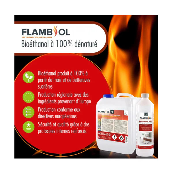 FLAMBIOL® Bioethanol 100 % hochrein – 540 × 1-L-Flaschen