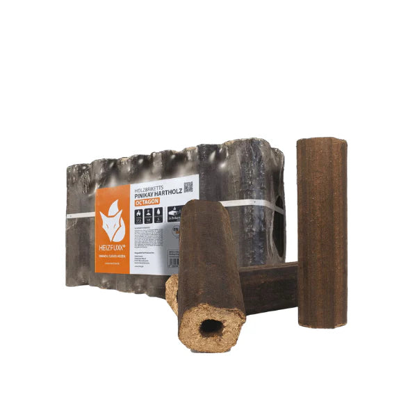HEIZFUXX Pinikay Octagon Hartholzbriketts – 960-kg-Palette (96 × 10 kg)